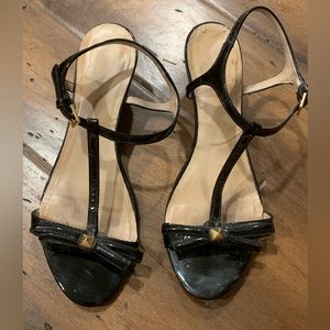 GUC Kate Spade Patent Black Wedge Sandals 8